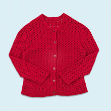 Lade das Bild in den Galerie-Viewer, Handmade Cardigan 80er/90er, rot, L Damen