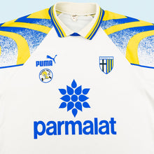 Lade das Bild in den Galerie-Viewer, Puma Trikot "Parma A.C. Scuola Calcio Parmalat" 90er Made in Italy, weiß, L (tagged M)