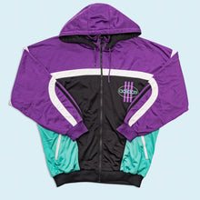 Lade das Bild in den Galerie-Viewer, Adidas Trainingsjacke "Kapuze abnehmbar" 90er, schwarz/lila, XL