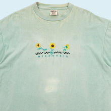 Lade das Bild in den Galerie-Viewer, Oneita Color Wear T-Shirt "Wisconsin cropped" 90er Made in the USA single stitch, grün/grau, L breit