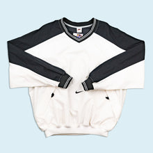 Lade das Bild in den Galerie-Viewer, Nike V-Neck/Sweatshirt dünn "Centerswoosh" 90er, weiß, XL/XXL
