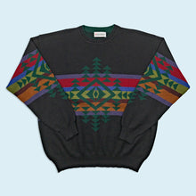 Lade das Bild in den Galerie-Viewer, Jockey Strickpullover "crazy pattern" 90er, schwarz, L/XL