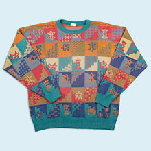Lade das Bild in den Galerie-Viewer, Strickpullover - crazy pattern - 90er Made in Italy, mehrfarbig, L
