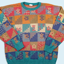 Lade das Bild in den Galerie-Viewer, Strickpullover - crazy pattern - 90er Made in Italy, mehrfarbig, L