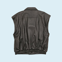 Lade das Bild in den Galerie-Viewer, Lederjacke/ -weste - echtes Leder - 90er, schwarz, L/XL breit