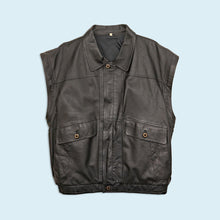 Lade das Bild in den Galerie-Viewer, Lederjacke/ -weste - echtes Leder - 90er, schwarz, L/XL breit