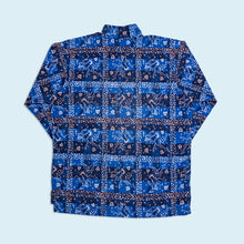 Lade das Bild in den Galerie-Viewer, Jack Wolfskin Quarter Zip Fleece dünn - Teclite crazy Pattern - 90er Made in Italy, blau, XL
