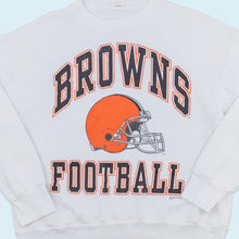 Lade das Bild in den Galerie-Viewer, Steinwurtzel Sweatshirt Cleveland Browns 1992 Made in the USA, weiß, S/M breit