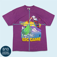 Lade das Bild in den Galerie-Viewer, SSI T-Shirt "Big Game" 1991 single stitch Made in the USA, lila, XL schmal