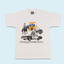 Lade das Bild in den Galerie-Viewer, Screen Stars T-Shirt "Allegheny County Police" 1991 single stitch Made in the USA, weiß, S/M schmal