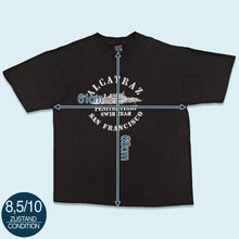 Lade das Bild in den Galerie-Viewer, Soffe's Choice T-Shirt "Alcatraz Swimming Team" 90er single stitch Made in the USA, schwarz, XL
