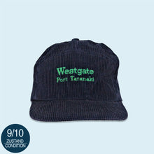 Lade das Bild in den Galerie-Viewer, Mütze "Westgate Port Taranaki" Cord 90er, blau, Einheitsgröße