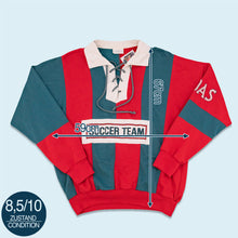 Lade das Bild in den Galerie-Viewer, Adidas Polo/Sweatshirt "Soccer Team" 90er, grün/rot, L