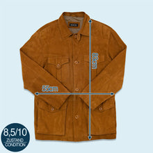 Lade das Bild in den Galerie-Viewer, Montes Jacke lang "echtes Leder mit Schulterpolstern" 90er, braun, L