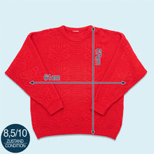 Lade das Bild in den Galerie-Viewer, Strickpullover 90er Made in France, rot, L/XL