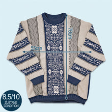 Lade das Bild in den Galerie-Viewer, Strickpullover 90er, blau/grau, L