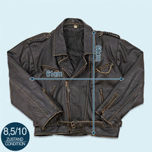Lade das Bild in den Galerie-Viewer, Lederjacke "echtes Leder" 80er/90er mit Schulterpolstern, schwarz, L/XL