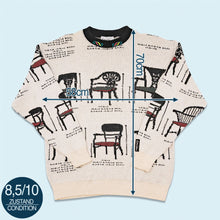 Lade das Bild in den Galerie-Viewer, Carlo Colucci Strickpullover "Saloon Furniture" 80er Made in West Germany, beige, L/XL
