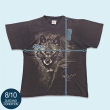 Lade das Bild in den Galerie-Viewer, Harlequin T-Shirt "Wolf" 90er Made in the USA, schwarz, S