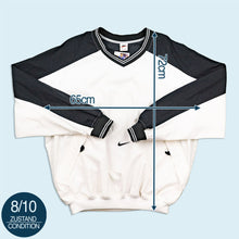Lade das Bild in den Galerie-Viewer, Nike V-Neck/Sweatshirt dünn "Centerswoosh" 90er, weiß, XL/XXL