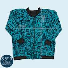 Lade das Bild in den Galerie-Viewer, Jacke dünn "crazy pattern" 90er, blau/schwarz, M breit/oversized