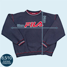 Lade das Bild in den Galerie-Viewer, Fila Sweatshirt "Logo" 90er, blau, L/XL breit