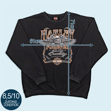 Lade das Bild in den Galerie-Viewer, Harley Davidson Sweatshirt - Longhorn Grand Prairie Texas - 2011 Made in the USA, schwarz, L/XL