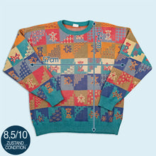Lade das Bild in den Galerie-Viewer, Strickpullover - crazy pattern - 90er Made in Italy, mehrfarbig, L
