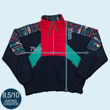 Lade das Bild in den Galerie-Viewer, Marcel Clair Quarter Zip Fleece 90er, blau/rot, XL breit