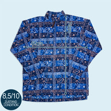 Lade das Bild in den Galerie-Viewer, Jack Wolfskin Quarter Zip Fleece dünn - Teclite crazy Pattern - 90er Made in Italy, blau, XL