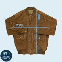 Lade das Bild in den Galerie-Viewer, Werther Lederjacke mit Schulterpolstern - echtes Leder - 80er, grün, L/XL