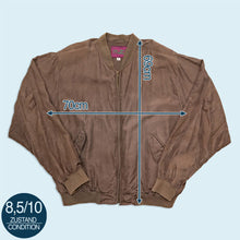 Lade das Bild in den Galerie-Viewer, Gino Di Roma Jacke mit Schulterpolstern dünn - 100% Seide - 90er, grau/braun, XL