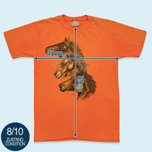 Lade das Bild in den Galerie-Viewer, Skimmers T-Shirt "Pferde" 1988 Made in the USA Single Stitch, orange, M