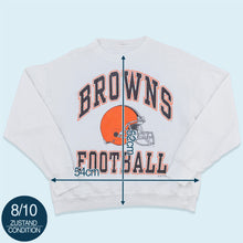 Lade das Bild in den Galerie-Viewer, Steinwurtzel Sweatshirt Cleveland Browns 1992 Made in the USA, weiß, S/M breit