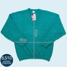 Lade das Bild in den Galerie-Viewer, Strickpullover 80er V-Neck, blau, L