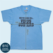 Lade das Bild in den Galerie-Viewer, Screen Stars T-Shirt "Virus Busters" 80er/90er Made in the USA Single Stitch, blau, L