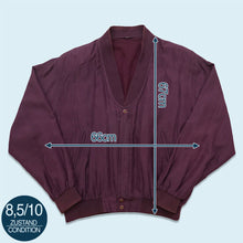 Lade das Bild in den Galerie-Viewer, Jacke "100% Seide" 90er mit Schulterpolstern, lila, XL