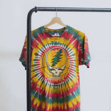 Lade das Bild in den Galerie-Viewer, Fruit of the Loom T-Shirt Grateful Dead 1988 "steal your face" Made in the USA Single Stitch, gelb/grün/rot/batik, M