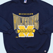 Lade das Bild in den Galerie-Viewer, Russell Athletics Sweatshirt Michigan Wolverines 90er Made in the USA, blau, XL
