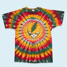 Lade das Bild in den Galerie-Viewer, Fruit of the Loom T-Shirt Grateful Dead 1988 "steal your face" Made in the USA Single Stitch, gelb/grün/rot/batik, M