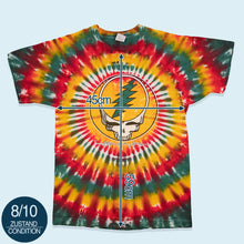 Lade das Bild in den Galerie-Viewer, Fruit of the Loom T-Shirt Grateful Dead 1988 "steal your face" Made in the USA Single Stitch, gelb/grün/rot/batik, M