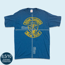 Lade das Bild in den Galerie-Viewer, Jerzees T-Shirt  "Blue Knights New York" Single Stitch, 90er, blau, L