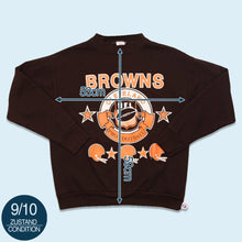 Lade das Bild in den Galerie-Viewer, Logo 7 Sweatshirt "Cleveland Browns", 90er, braun, L