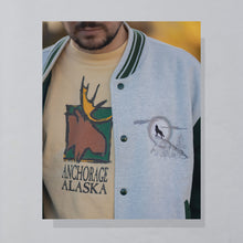 Lade das Bild in den Galerie-Viewer, Fruit of the Loom College Jacke aus Stoff &quot;Dawson City Yukon&quot; 00er, grau/grün, XL/XXL
