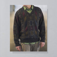 Lade das Bild in den Galerie-Viewer, Strickpullover &quot;crazy pattern&quot; 90er, braun, L/XL
