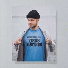 Lade das Bild in den Galerie-Viewer, Screen Stars T-Shirt &quot;Virus Busters&quot; 80er/90er Made in the USA Single Stitch, blau, L

