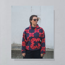 Lade das Bild in den Galerie-Viewer, S.Oliver Fleecesweater "crazy pattern" 90er, rot, M/L breit
