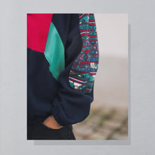 Lade das Bild in den Galerie-Viewer, Marcel Clair Quarter Zip Fleece 90er, blau/rot, XL breit
