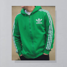 Lade das Bild in den Galerie-Viewer, Adidas Zip Hoodie 2011, grün, L
