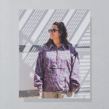 Lade das Bild in den Galerie-Viewer, Cerrosolo Quarter Zip Jacke/ Weste dünn "crazy Pattern" 90er, lila/grau, XL
